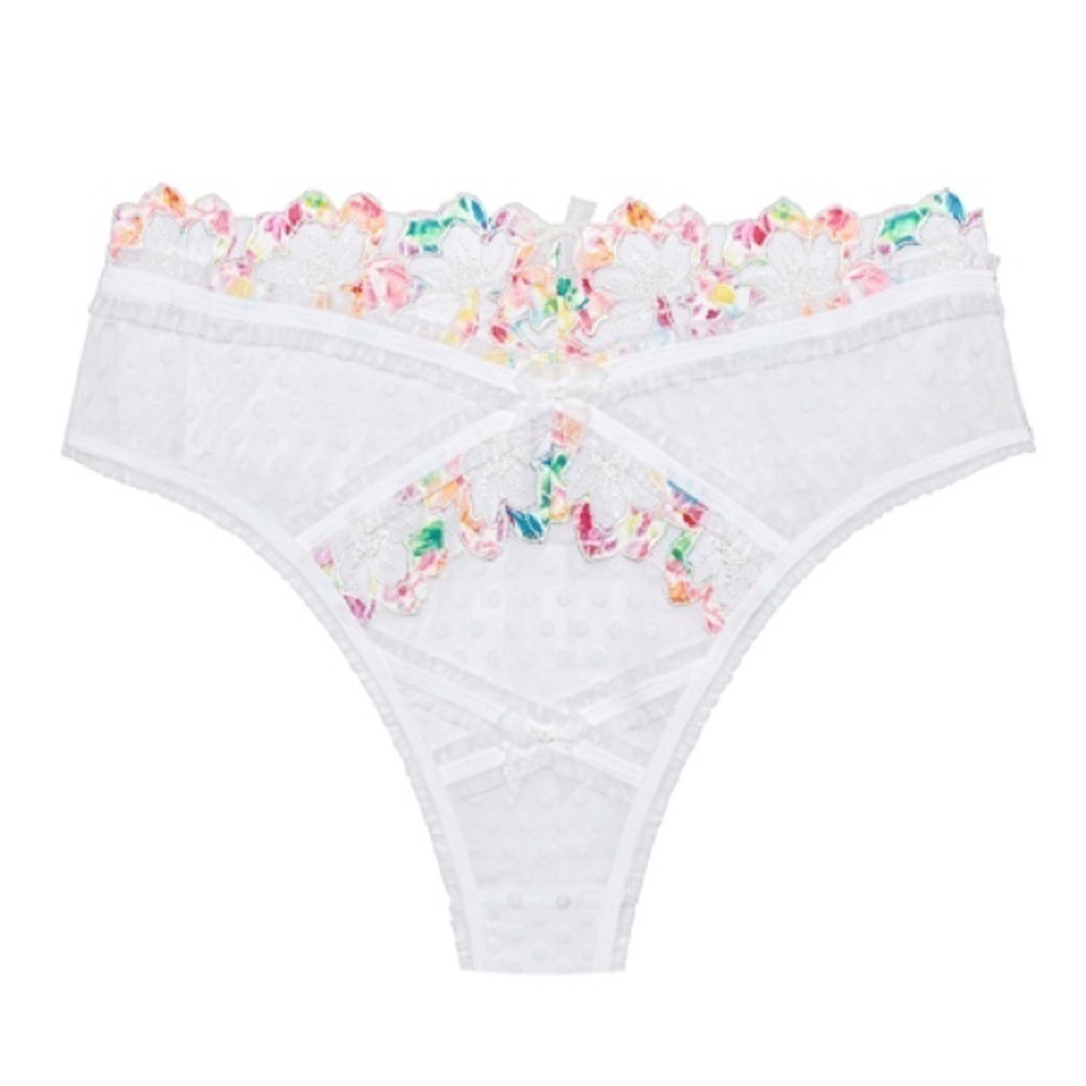 NWOT FOR LOVE & LEMONS High Waisted Floral Outline Panty White XXS - Picture 5 of 11